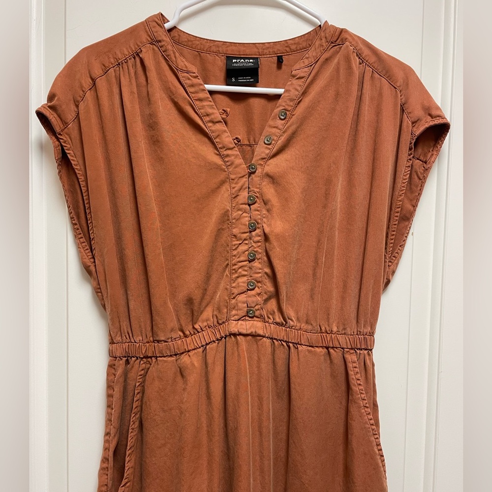 Prana Rust Button-Up Mini Dress